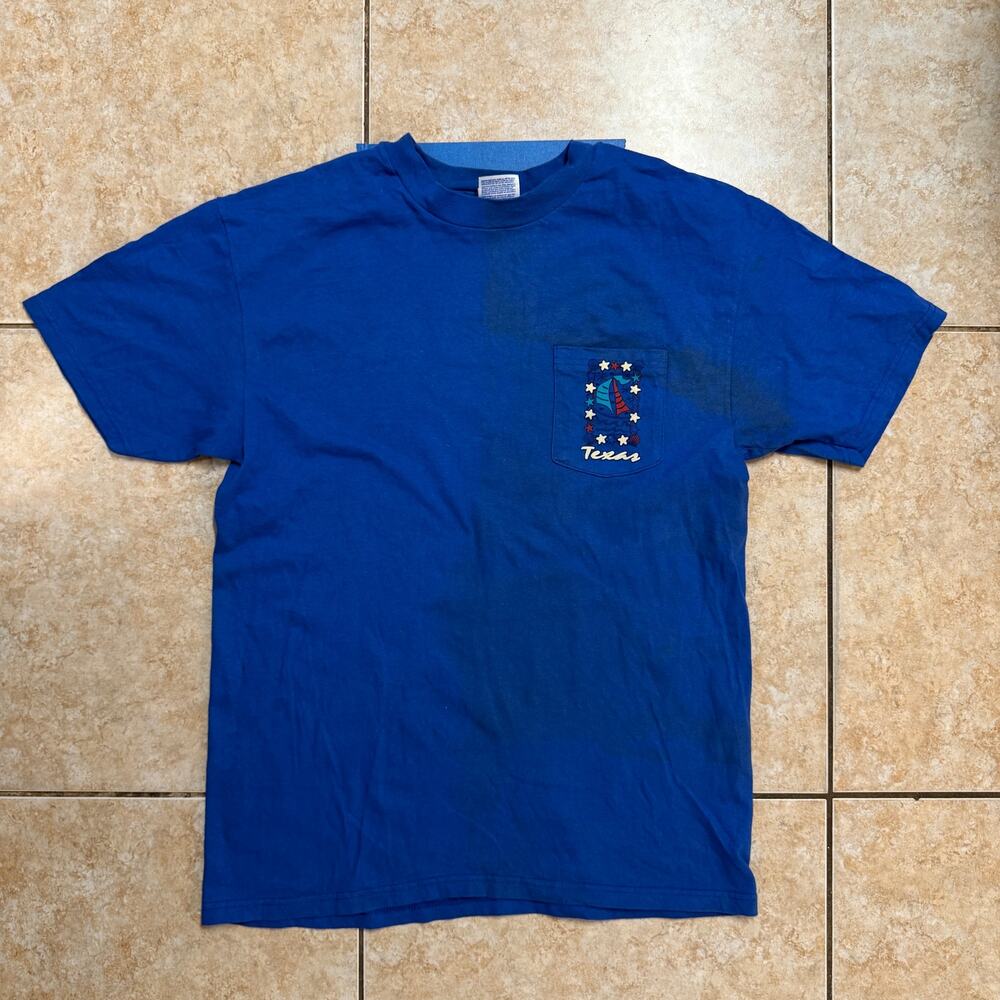Vintage Texas‎ Ship Sails Logo Blue T-Shirt Men's Large Vintage Streetwear